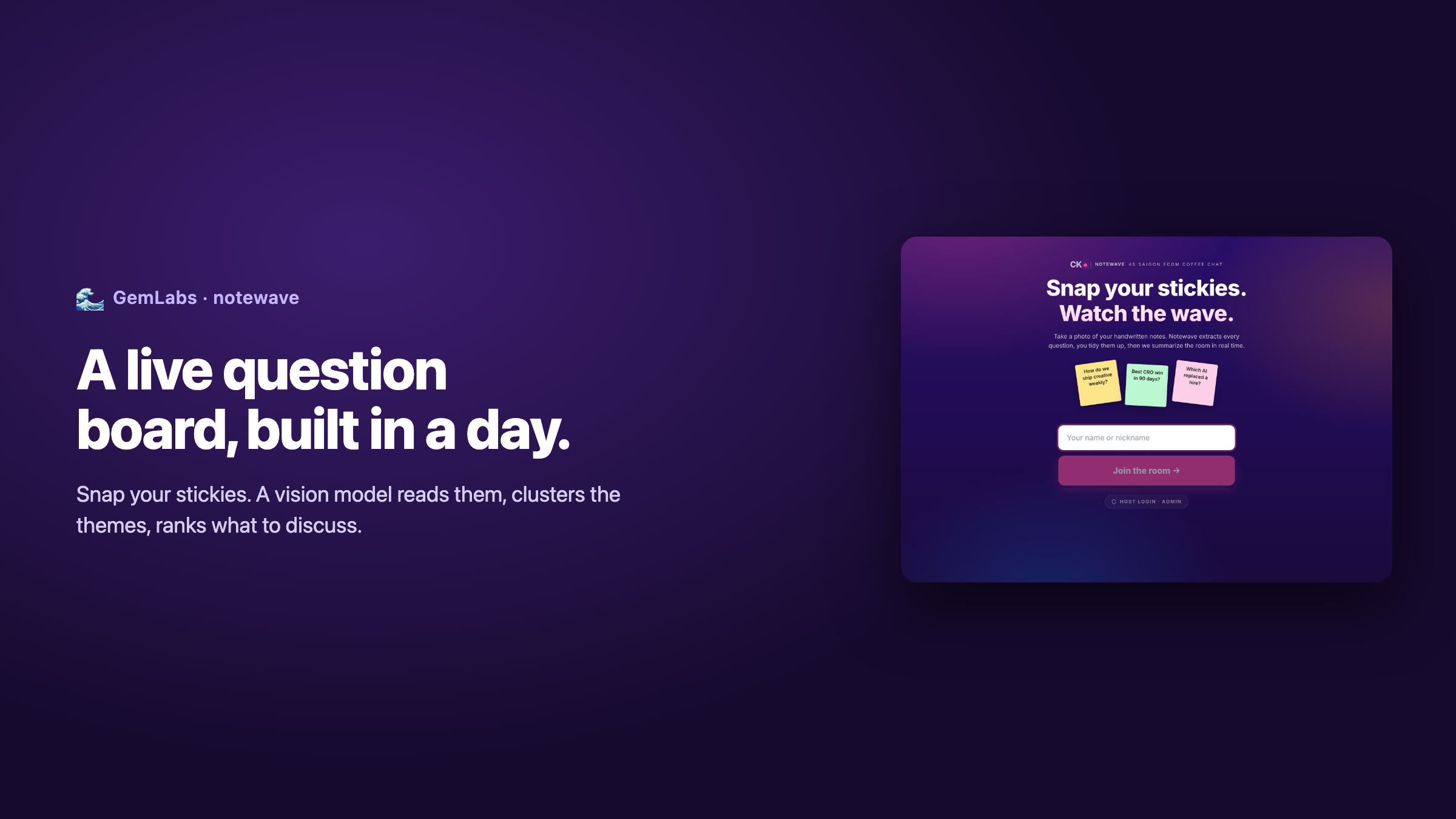 NoteWave — a live question board, built in a day