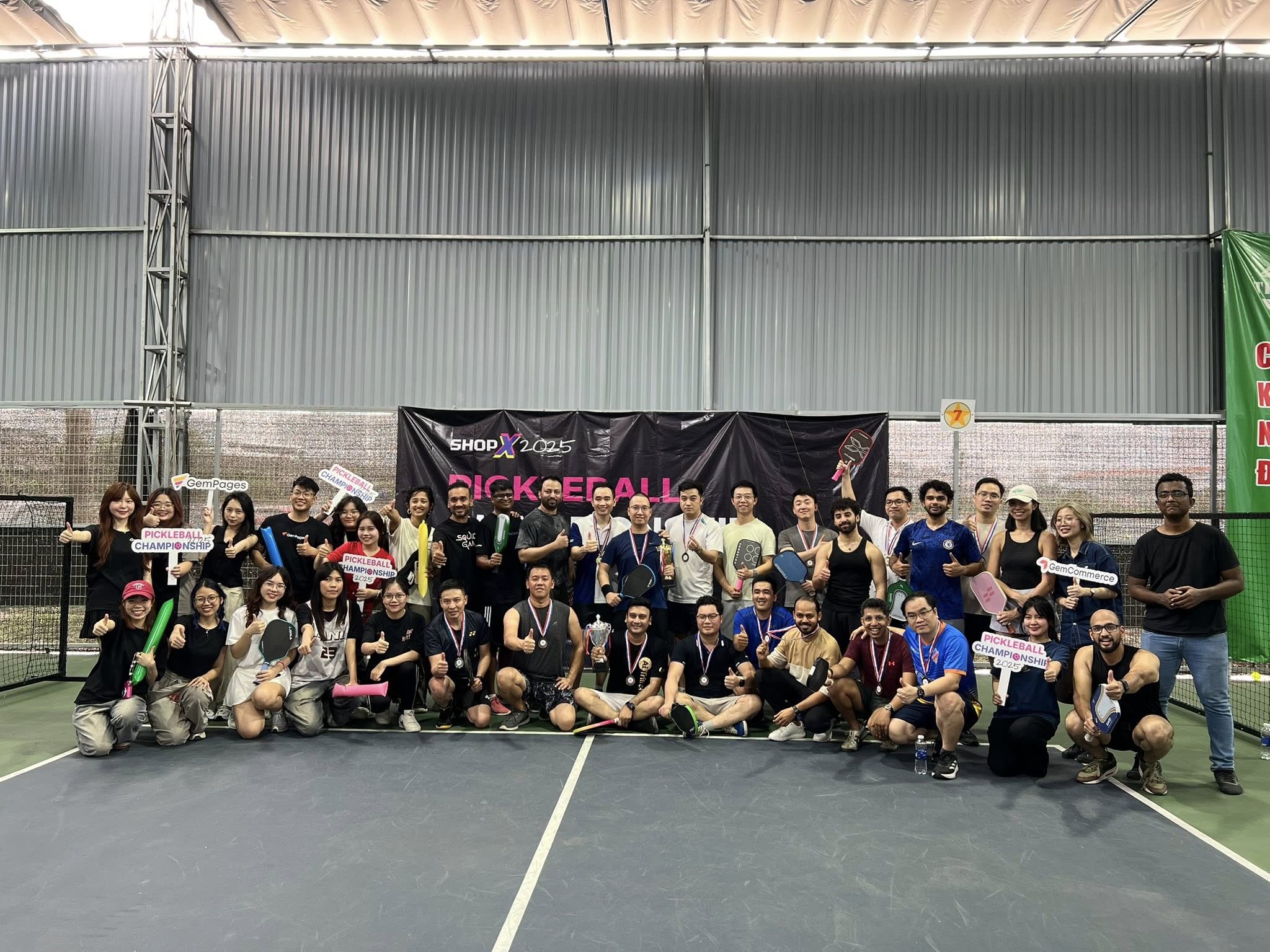 ShopX 2025 Pickleball Championship — group photo on court