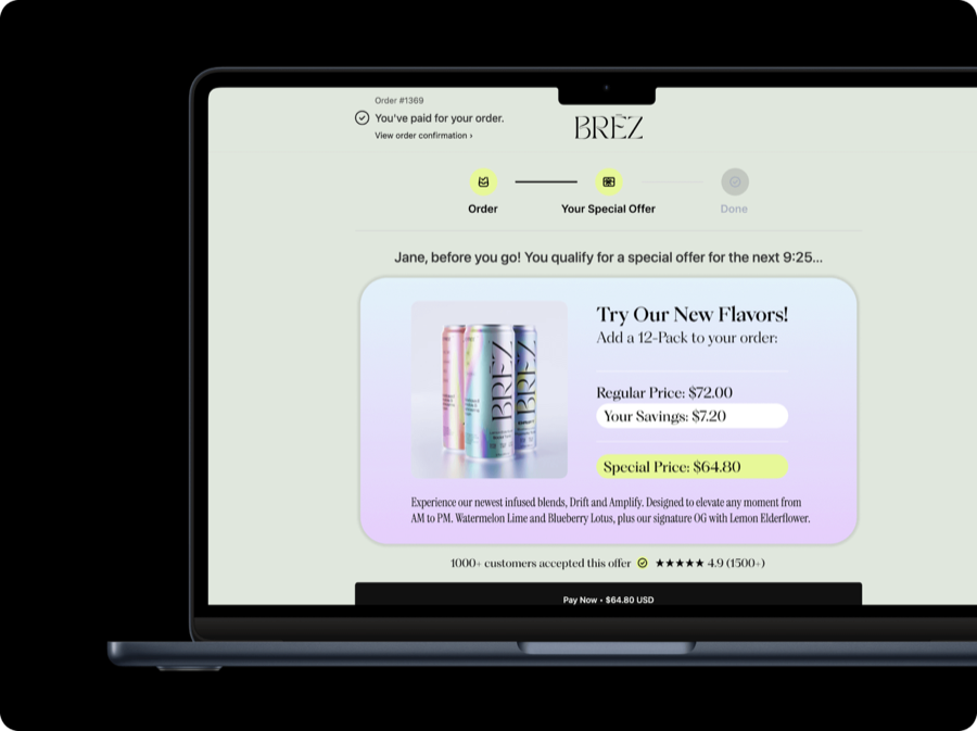 real post-purchase upsell page